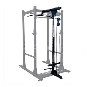 Rugged Series Y210 lat attachment fitted to the Y100 Full Rack on a white background