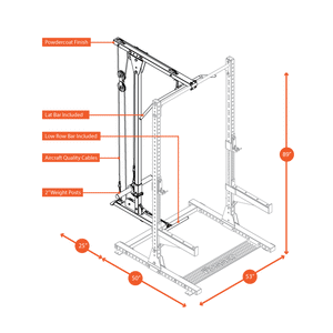 Lat Attachment for Y120 Rugged Series Half Rack (Rack Not Included).