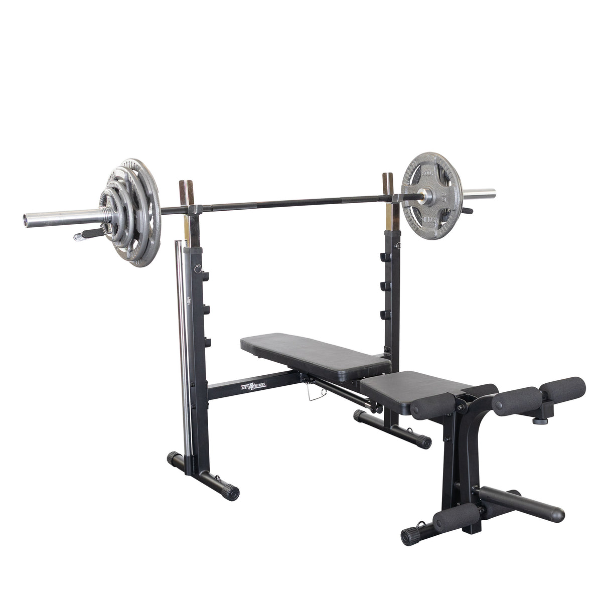 Best Fitness Olympic Bench with Leg Developer (Black Finish)