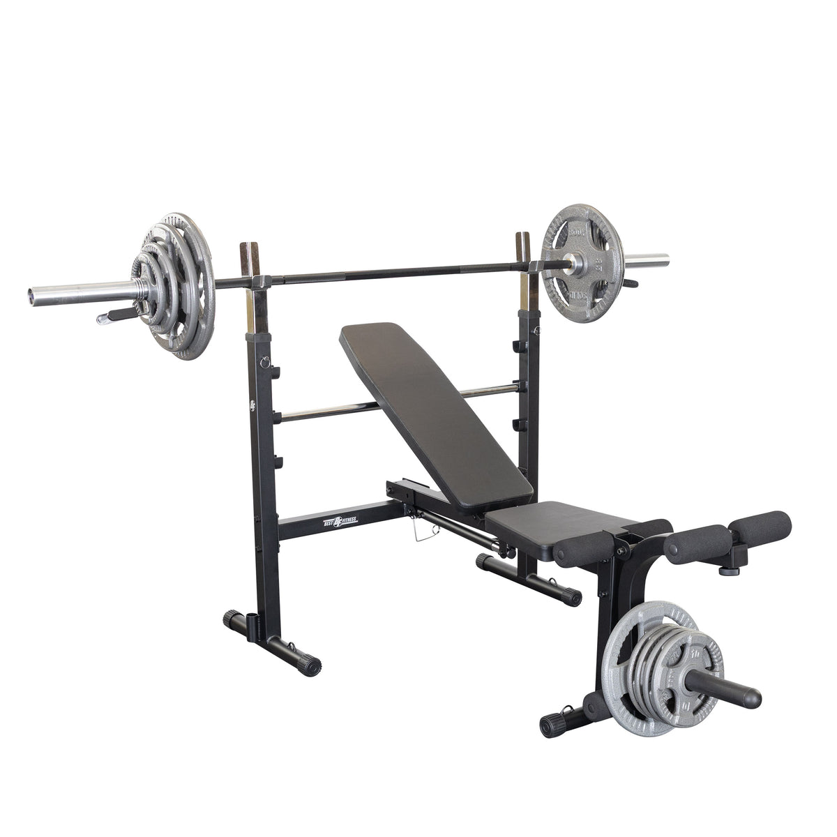 Best Fitness Olympic Bench with Leg Developer (Black Finish)