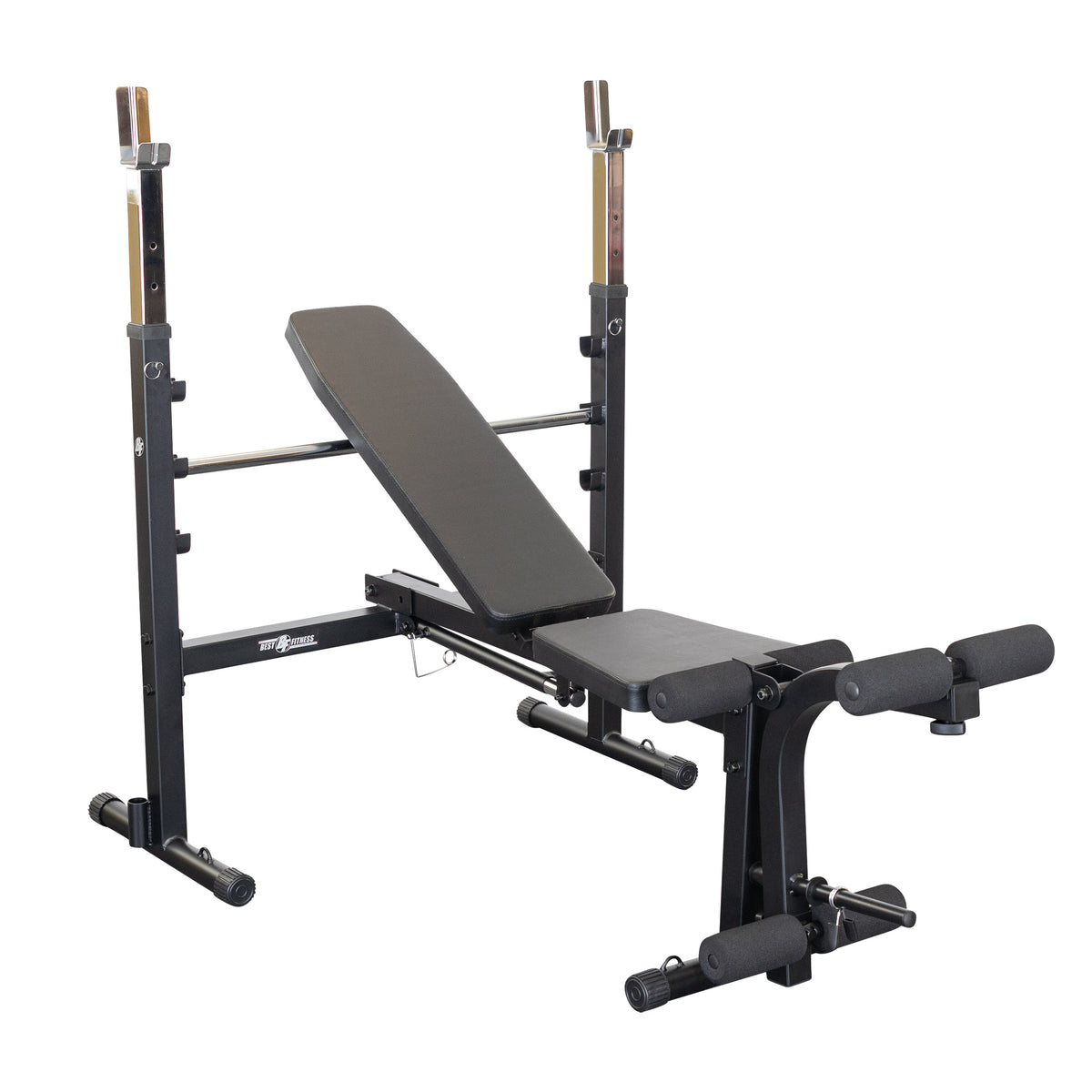 Best Fitness Olympic Bench with Leg Developer (Black Finish)