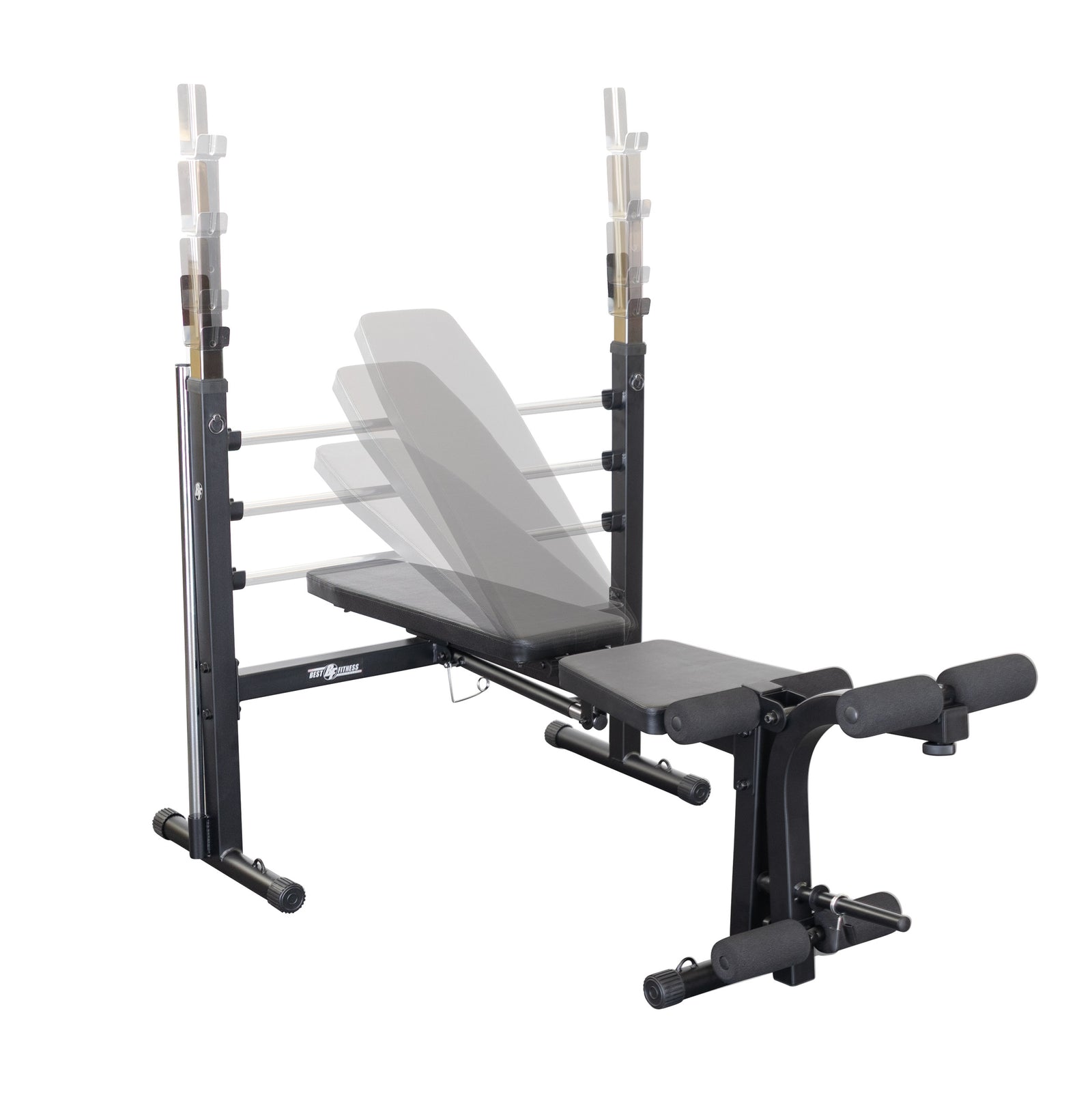 Best Fitness Olympic Bench with Leg Developer (Black Finish)