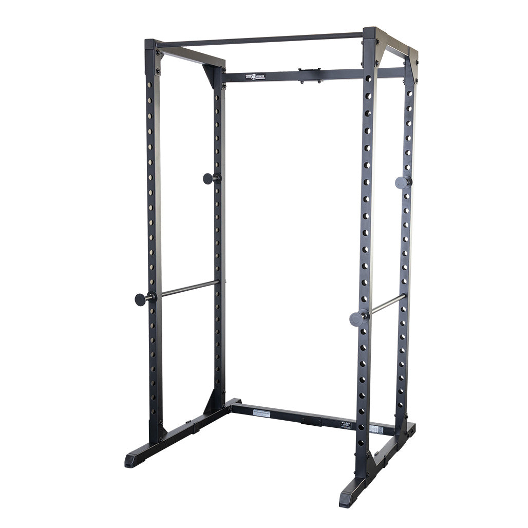 Woman doing a barbell split squat inside the black Best Fitness BFPR100B power rack