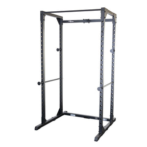 Best Fitness BFPR100B power rack in black with safety bars and lift-offs, on a white background
