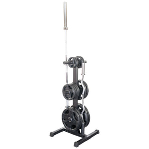 Best Fitness Olympic Weight Plate Tree & Barbell Holder