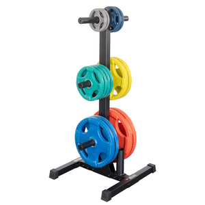Best Fitness Olympic Weight Plate Tree & Barbell Holder