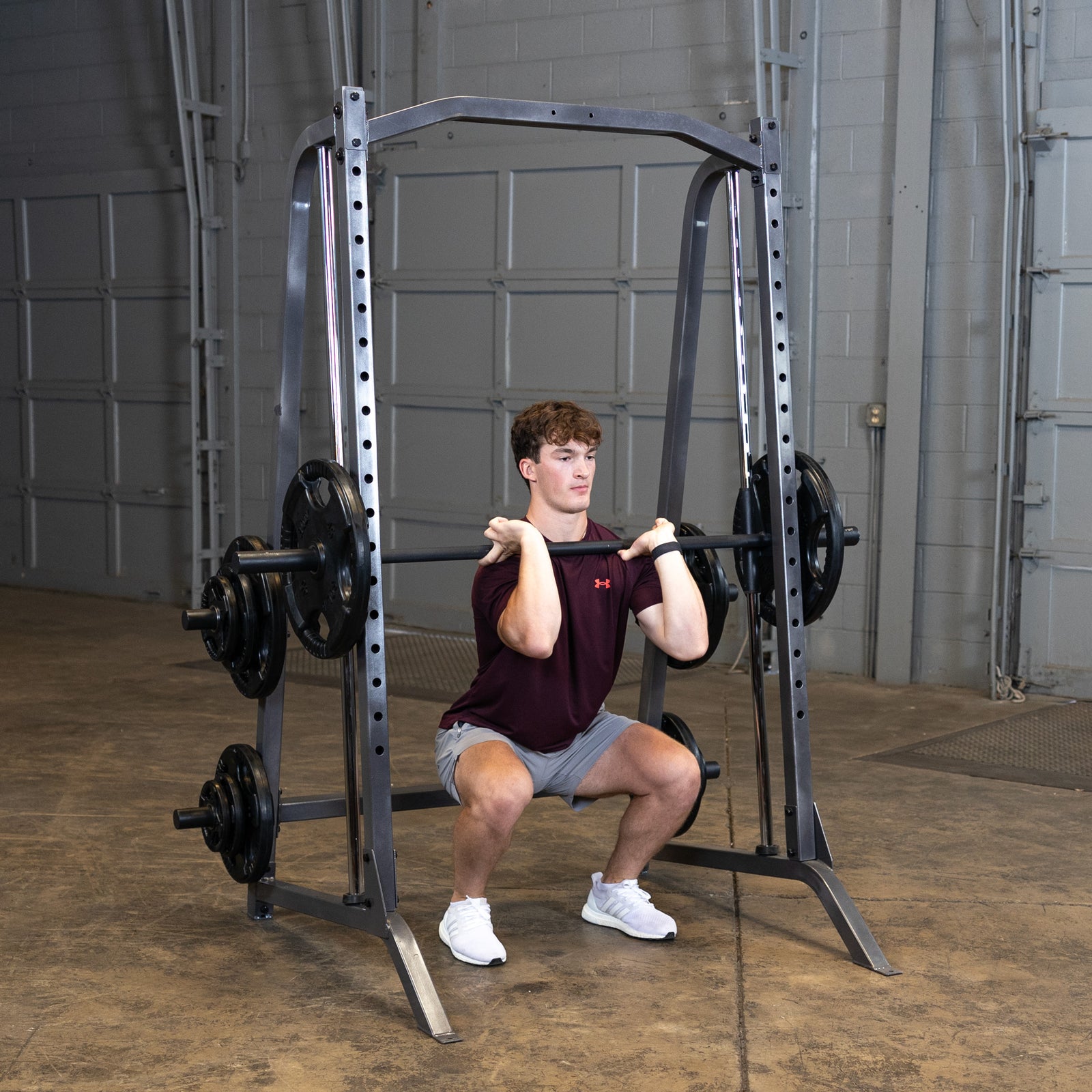 Powerline PSM200 Smith Machine PRO j-cups and safety spotter arms