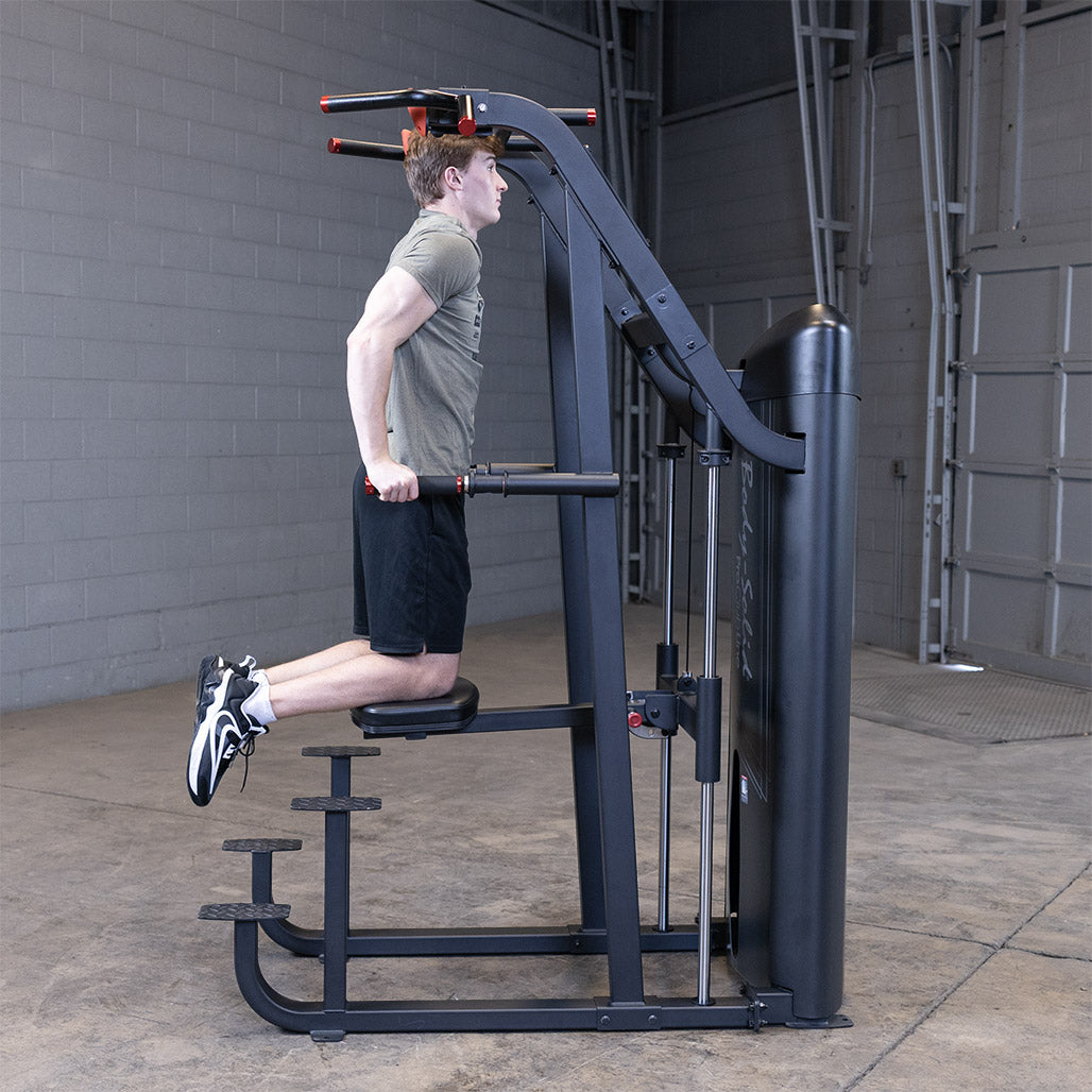 Body-Solid S2ACDX Series 2 weight-assisted pull-up / dip machine — rear view
