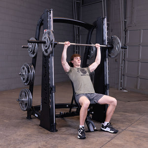 Body-Solid SCB1000B Counterbalanced Smith Machine — seated shoulder press (bench sold separately)