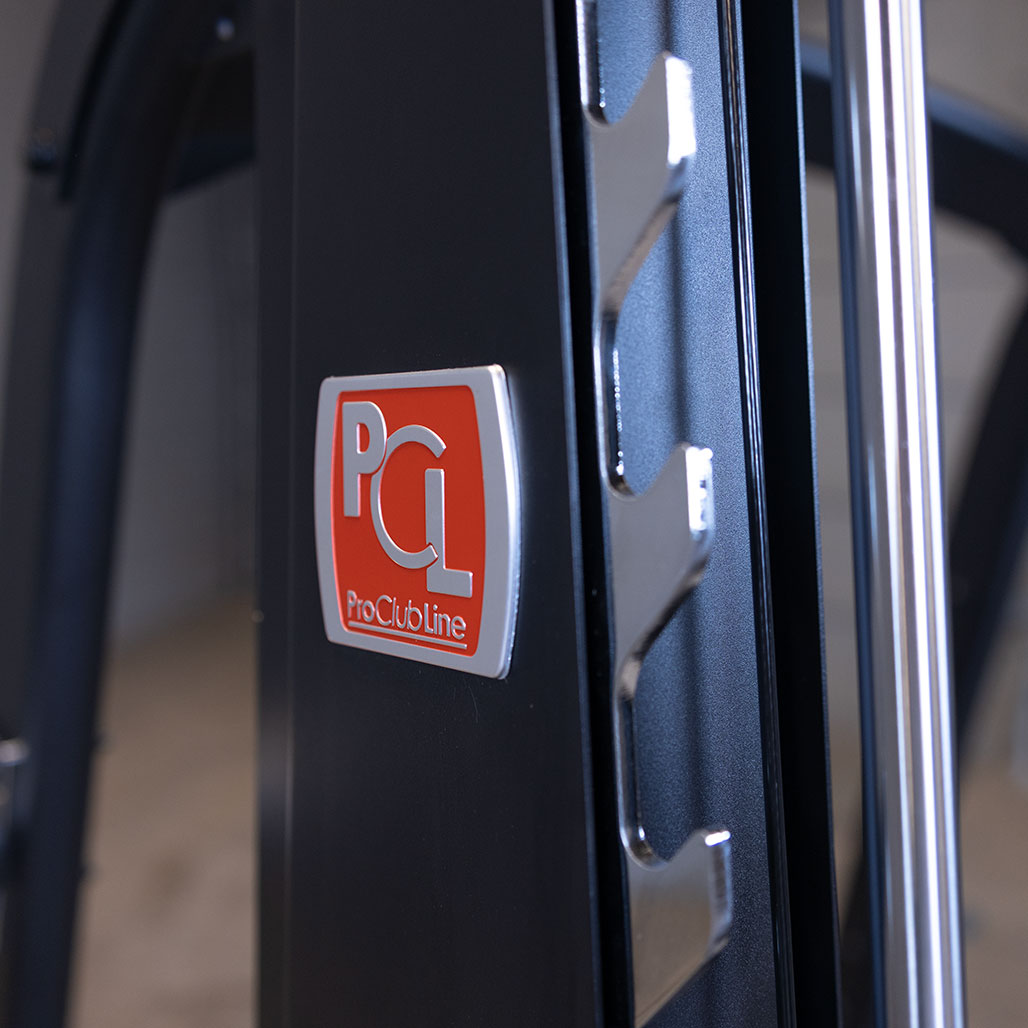 Body-Solid SCB1000B Counterbalanced Smith Machine — Pro ClubLine badge and lockout positions