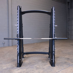 Body-Solid SCB1000B Counterbalanced Smith Machine, front view showing the reverse-pitch bar path