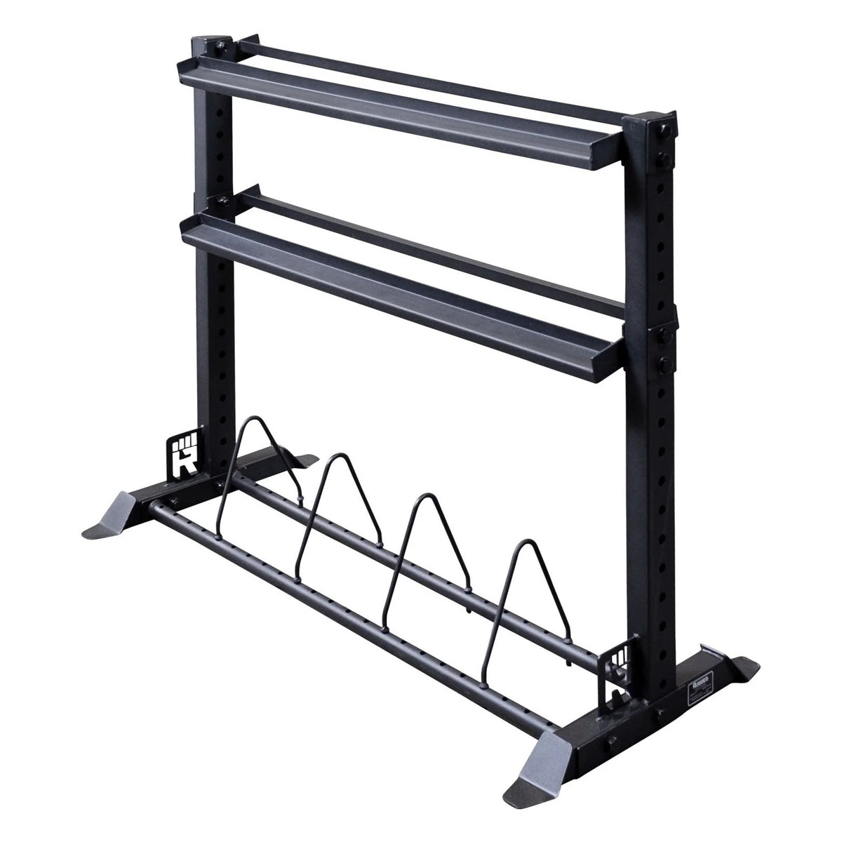 Rugged Series Y420 Weight Plate &amp; Dumbbell Rack on a white background