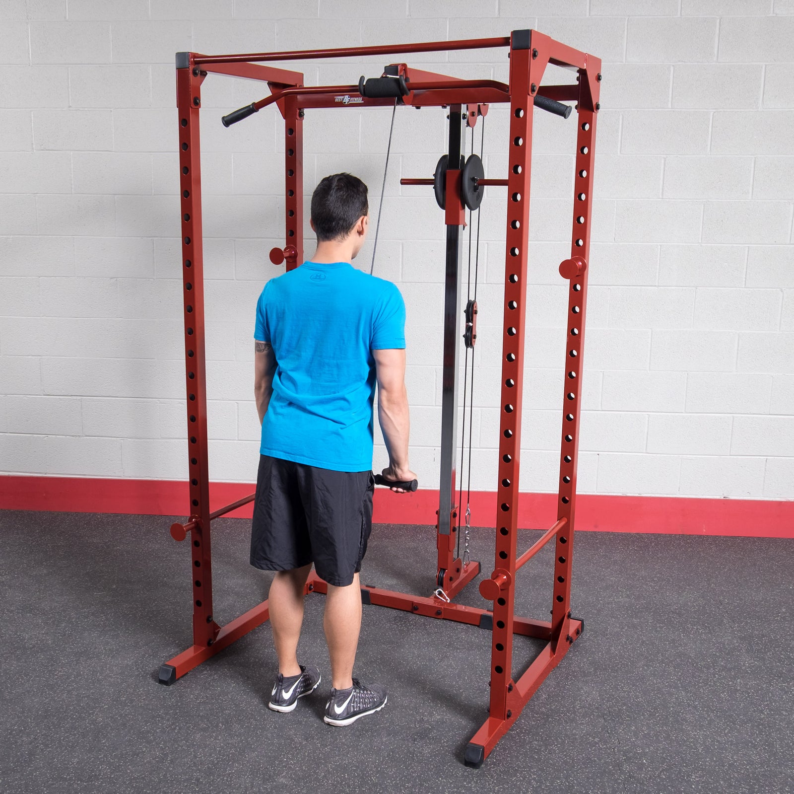 BFLA100 Lat Attachment fitted to the Best Fitness power rack