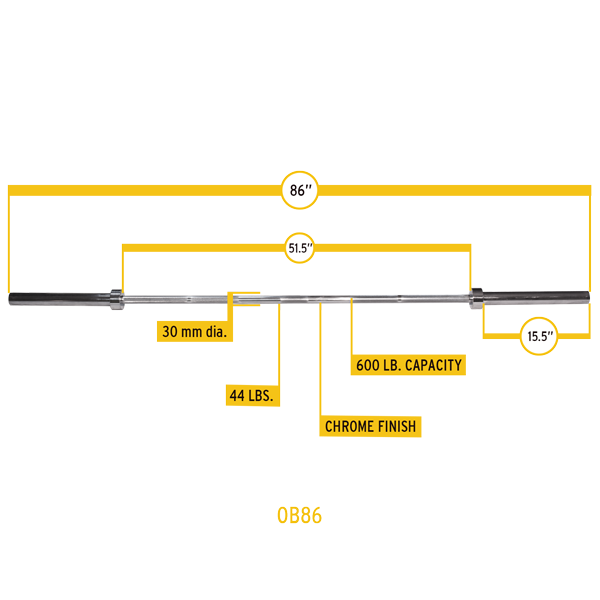 Body-Solid 7 ft (2.18m) Olympic Bar Chrome.