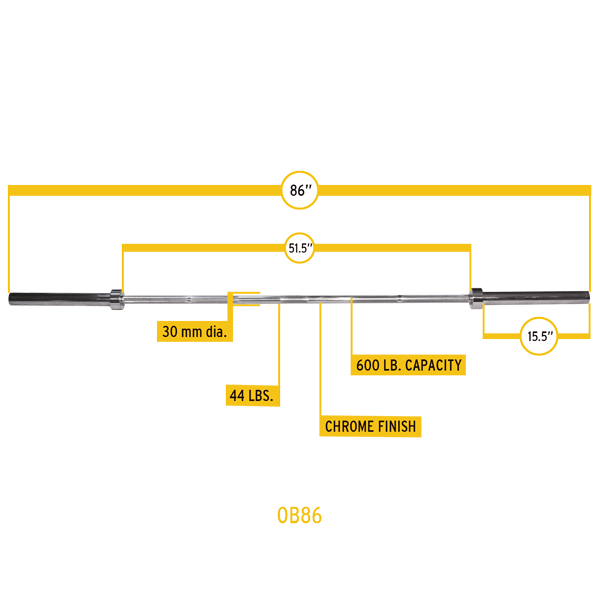 Body Solid 7 ft 2.18m Olympic Barbell Chrome Best Fitness