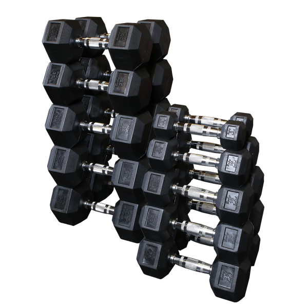 Body-Solid Rubber Coated Hex Dumbbell PACKAGE (235 Kg)