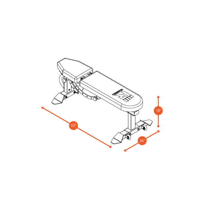 Rugged Y001 flat/incline bench, incline position